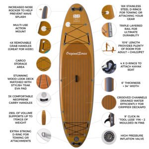 10'6" Original Series - 'Wood-Look' Inflatable SUP Board